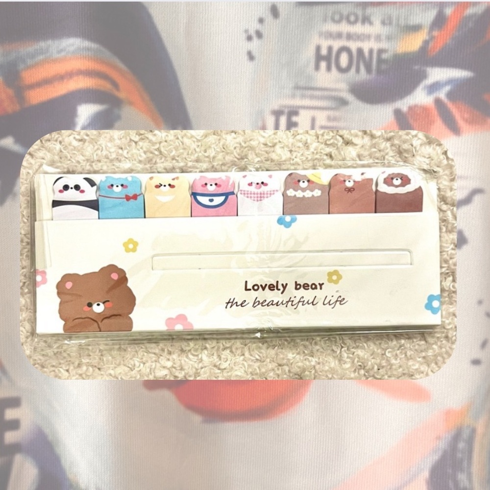 🏷️ kawaii bear 🐻 sticky note paper index tabs bookmarks for journals